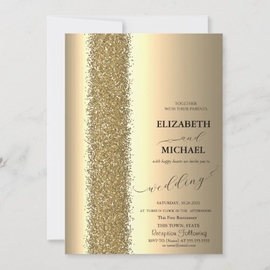 Invitation Élégant Mariage de script de Parties scintillant o (Devant)