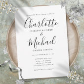 Invitation Élégant Mariage de script de signature noir et bla