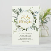 Invitation Élégant Mariage de script de verdure moderne (Debout devant)