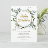 Invitation Élégant Mariage de script de verdure moderne (Debout devant)