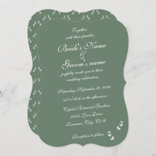 Invitation Élégant Mariage de script en vert d'olive Sage for
