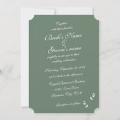 Invitation Élégant Mariage de script en vert d'olive Sage for (Devant)