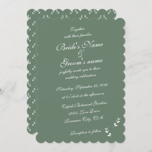 Invitation Élégant Mariage de script en vert d'olive Sage for