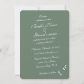Invitation Élégant Mariage de script en vert d'olive Sage for (Devant)