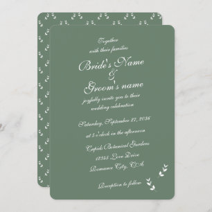 Invitation Élégant Mariage de script en vert d'olive Sage for