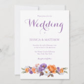 Invitation Élégant Mariage de script floral Lavender Watercol (Devant)