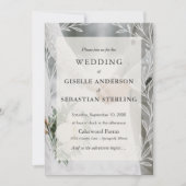 Invitation Élégant Mariage de script floral photo d'hiver (Devant)