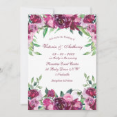 Invitation Élégant Mariage de script floral rose bordeaux (Devant)