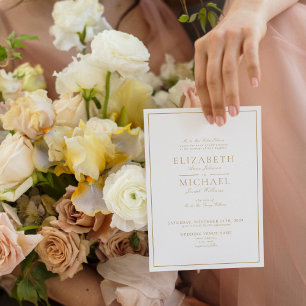 Invitation Élégant Mariage de script Gold Classic