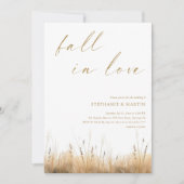 Invitation Élégant Mariage de script Gold 'Fall in Love' (Devant)