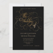 Invitation Élégant Mariage de script moderne Black & Gold (Devant)