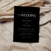 Invitation Élégant Mariage de script noir