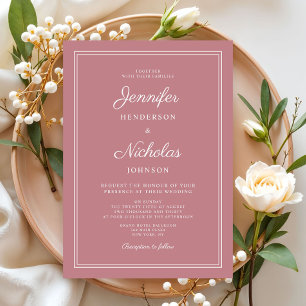 Invitation Élégant Mariage de script rose Dusty
