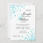 Invitation Élégant Mariage de script Turquoise Confetti QR RS (Devant)