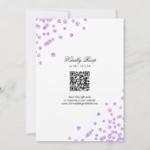Invitation Élégant Mariage de script violet Confetti QR RSVP (Dos)