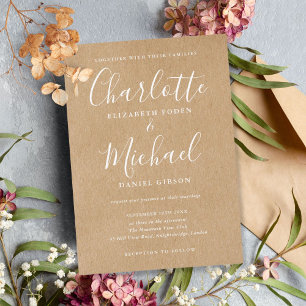 Invitation Élégant Mariage de signature Rustic Kraft