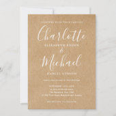 Invitation Élégant Mariage de signature Rustic Kraft (Devant)