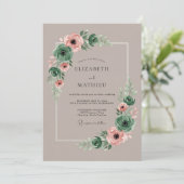 Invitation Élégant mariage de succulentes vert émeraude (Debout devant)
