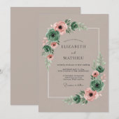 Invitation Élégant mariage de succulentes vert émeraude (Devant / Derrière)