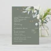 Invitation Élégant Mariage de taille riche Hydrangea blanc (Debout devant)