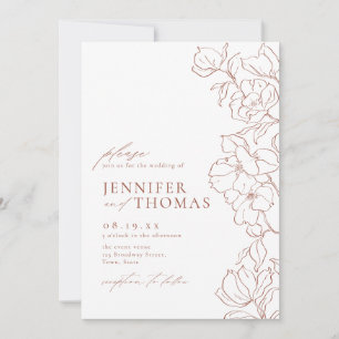 Invitation Élégant mariage de terre cuite florale dessiné à l