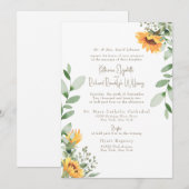 Invitation Élégant Mariage de texte en or de feuillage de tou (Devant / Derrière)