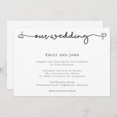 Invitation Élégant Mariage de texte noir de script de lavage  (Devant / Derrière)