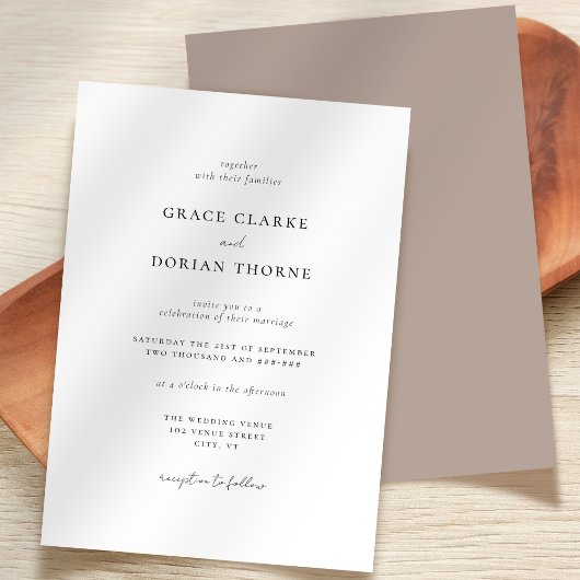 Invitation Élégant Mariage de tonalité Terre neutre minimal s