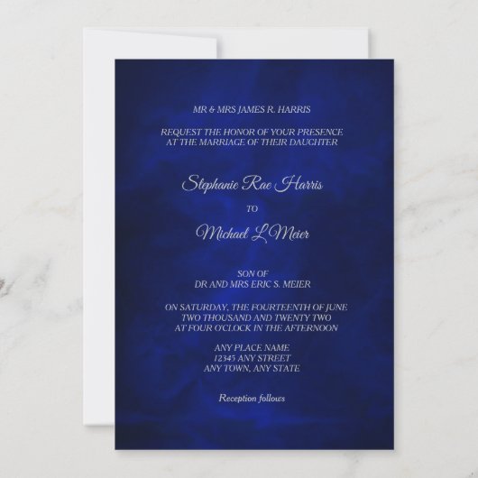 Invitation Élégant Mariage de toron bleu étoile (Dos)