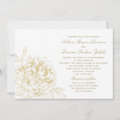 Invitation Elégant Mariage de tourbe Florale Champagne Gold (Devant)