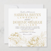 Invitation Elégant Mariage de tourbe Florale Champagne Gold (Devant)