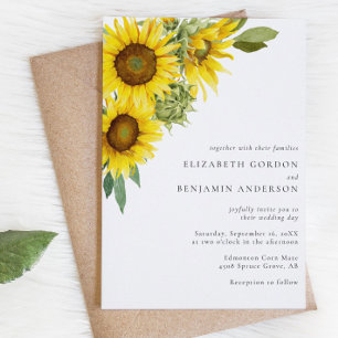 Invitation Elégant Mariage de tournesol aquarelle Floral Auto