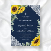 Invitation Élégant Mariage de tournesol bleu marine