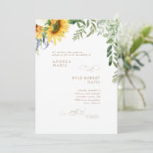 Invitation Élégant Mariage de tournesol Eucalyptus (Debout devant)