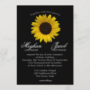 Invitation Élégant Mariage de tournesol noir