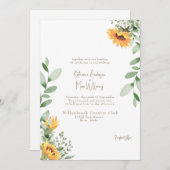 Invitation Élégant Mariage de tournesol Texte Or Pas de paren (Devant / Derrière)