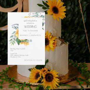 Invitation Elégant Mariage de tournesols aquarelle