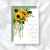Invitation Élégant Mariage de tournesols floraux verts