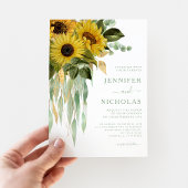 Invitation Élégant Mariage de tournesols floraux verts
