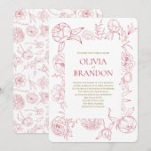 Invitation Élégant Mariage de trait de ligne de trait de pivo (Devant / Derrière)