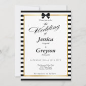 Invitation Élégant Mariage de trame en or noir blanc (Devant)