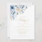 Invitation Élégant Mariage de trame géométrique Floral bleu (Devant)