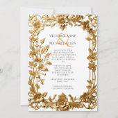 Invitation Elégant Mariage de trame Ornate Or (Devant)