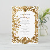 Invitation Elégant Mariage de trame Ornate Or (Debout devant)