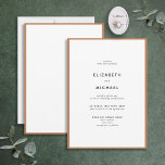 Invitation Élégant Mariage de typographie blanche et orange b<br><div class="desc">Un magnifique faire-part de mariage de typographie pour un été ou un mariage de automne ! Cette belle et élégante conception dispose d'un bord orange brûlé autour d'une invitation blanche, avec typographie moderne. Un design simple et minimaliste. Contacter le concepteur pour les produits correspondants. Copyright Invitations élégants, tous droits réservés....</div>