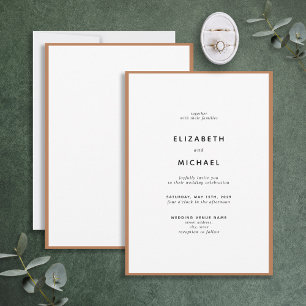 Invitation Élégant Mariage de typographie blanche et orange b