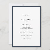 Invitation Elégant Mariage de typographie bleu et blanc de la (Devant)