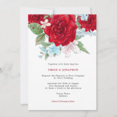 Invitation Élégant Mariage de typographie des fleurs de roses (Devant)