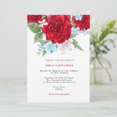 Invitation Élégant Mariage de typographie des fleurs de roses (Debout devant)
