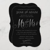 Invitation Elégant Mariage de typographie M. & Mme Black & Si (Devant / Derrière)